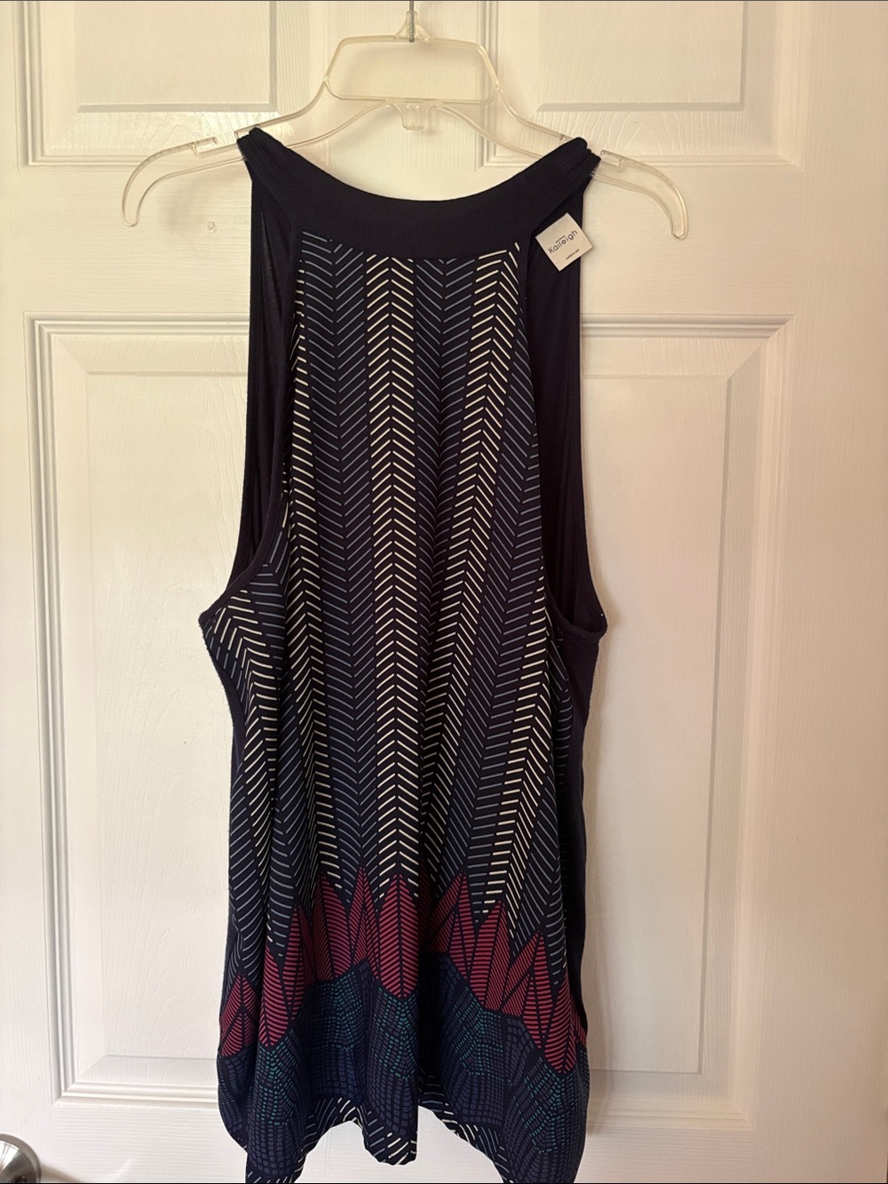 Kaileigh Navy Tank Top with Maroon & Teal Accent Hem